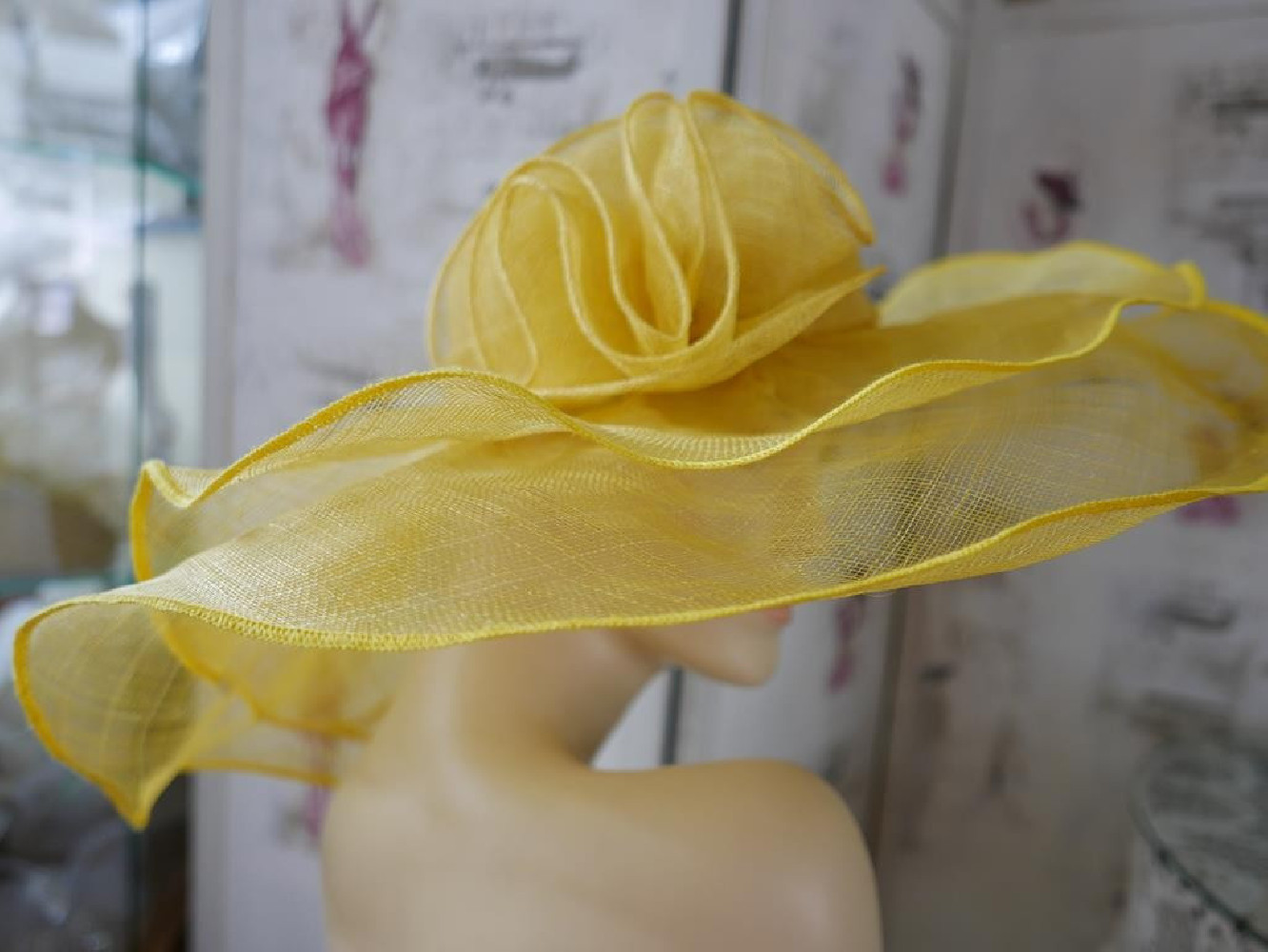 Saint Tropez żółty kapelusz sinamay 53-56 cm