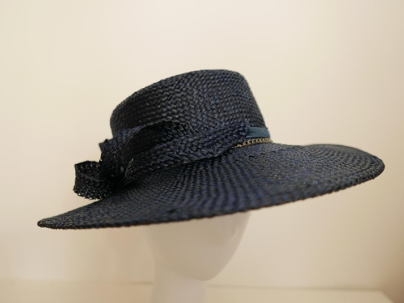 Granatowy kanotier kapelusz wizytowy parasizal wiskoza54-55 cm