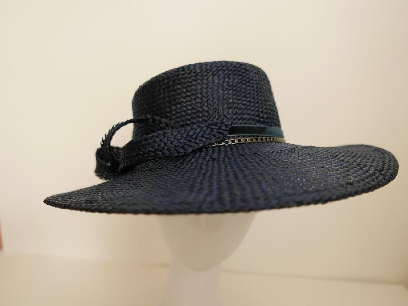 Granatowy kanotier kapelusz wizytowy parasizal wiskoza54-55 cm