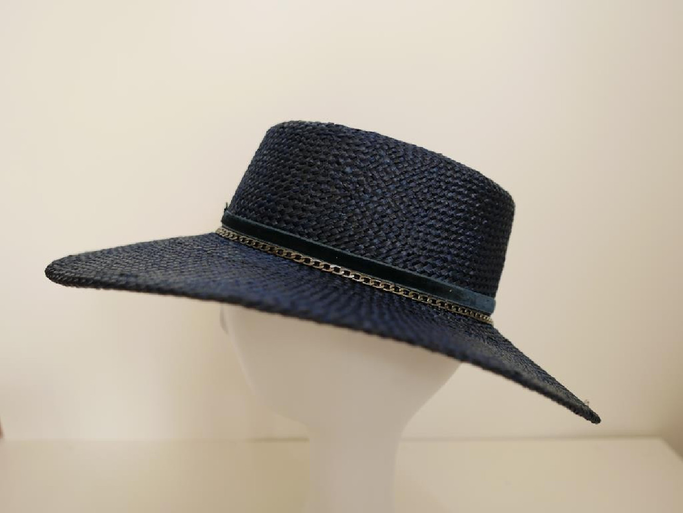 Granatowy kanotier kapelusz wizytowy parasizal wiskoza54-55 cm