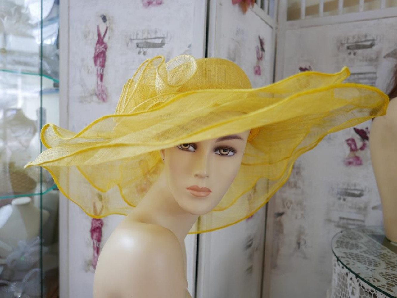 Saint Tropez żółty kapelusz sinamay 53-56 cm