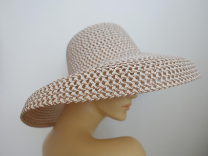 Kapelusz w stylu Audrey bezowo biały do 56 cm