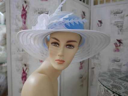 California biało błękitny kapelusz do 57 cm regulowany