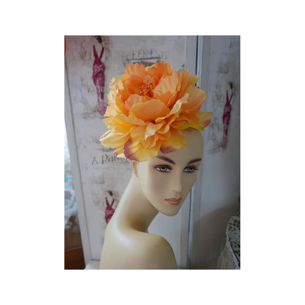 Żółta piwonia fascynator na opasce