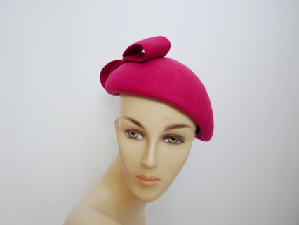 Ivanka 2 różowy midi toczek pilśniowy z kokardą