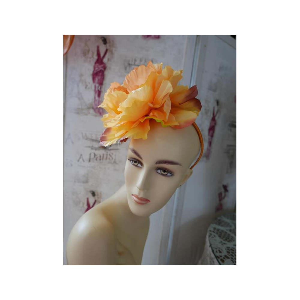 Żółta piwonia fascynator na opasce
