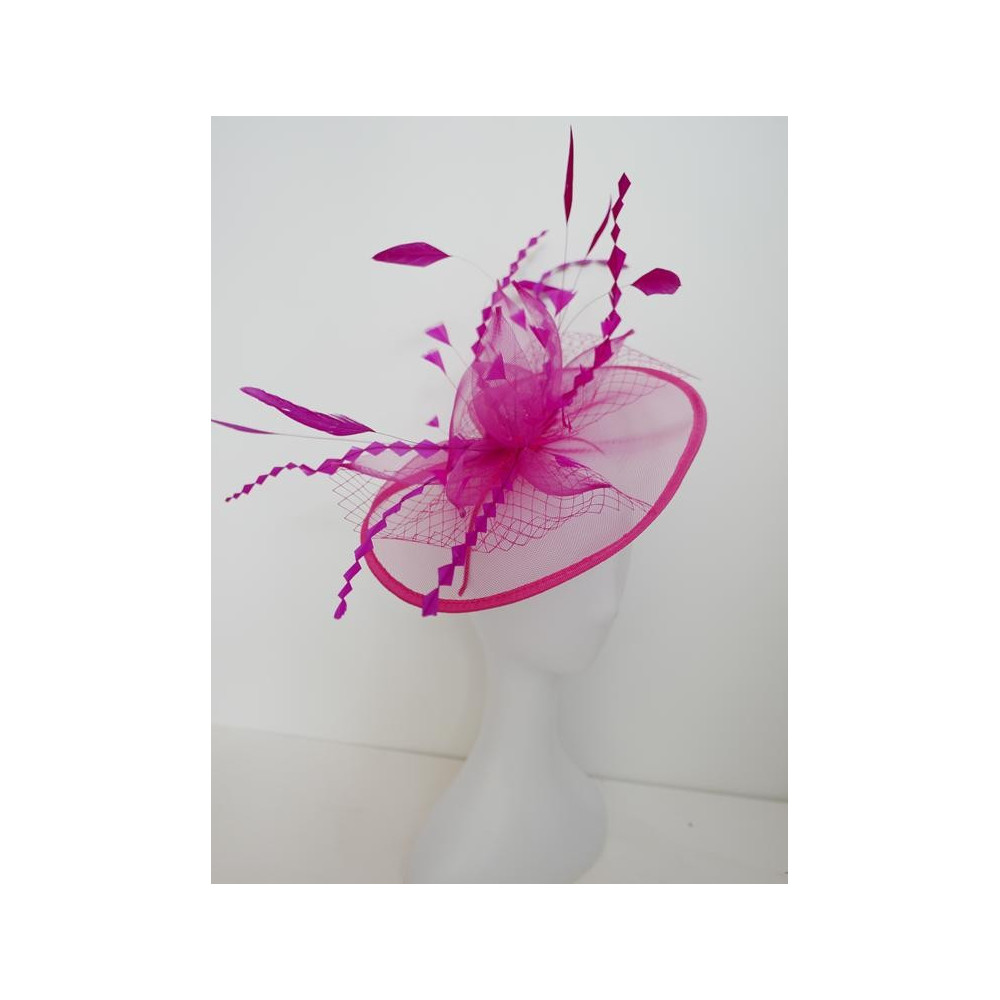 Fuksja fascynator z crin i piórami na przepasce
