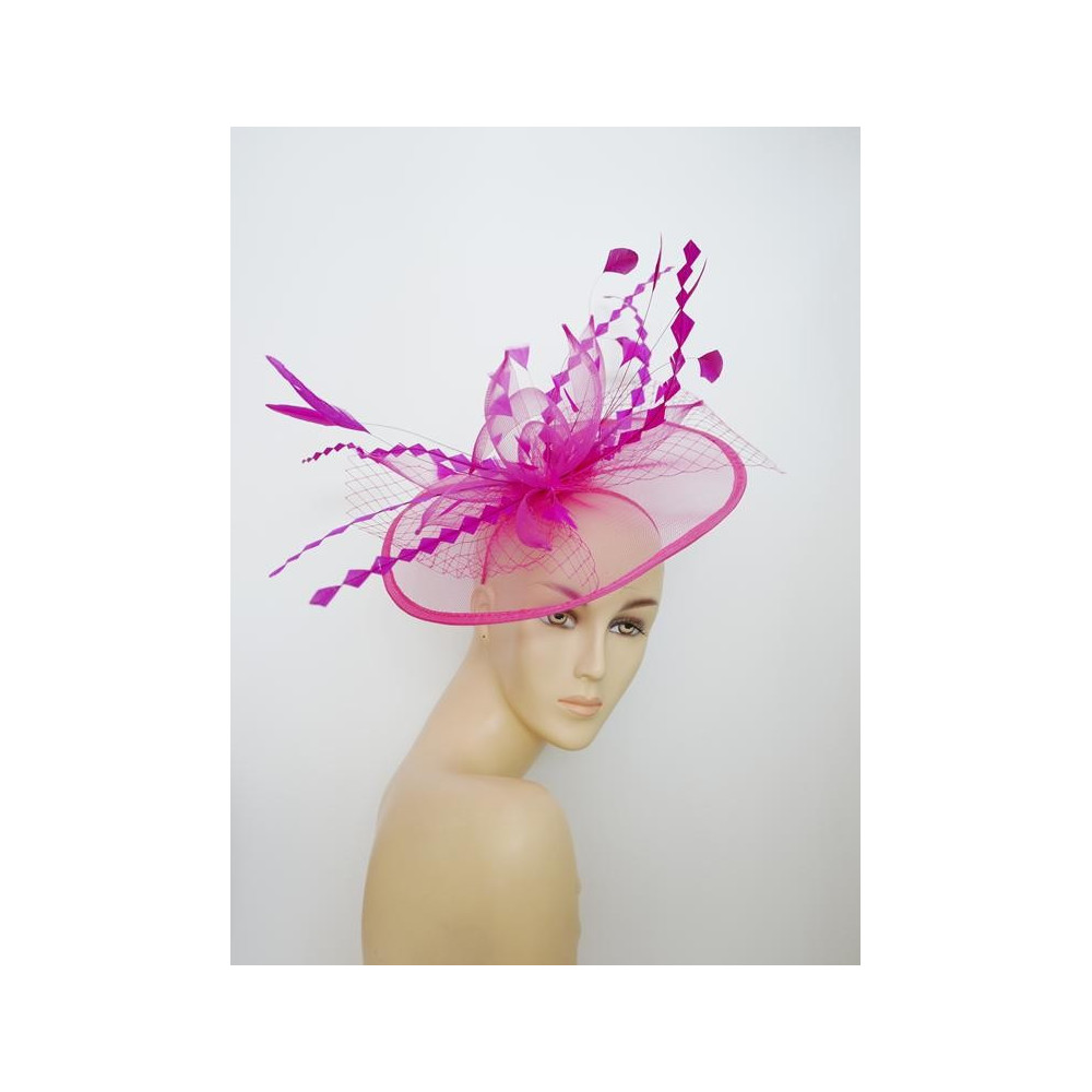 Fuksja fascynator z crin i piórami na przepasce