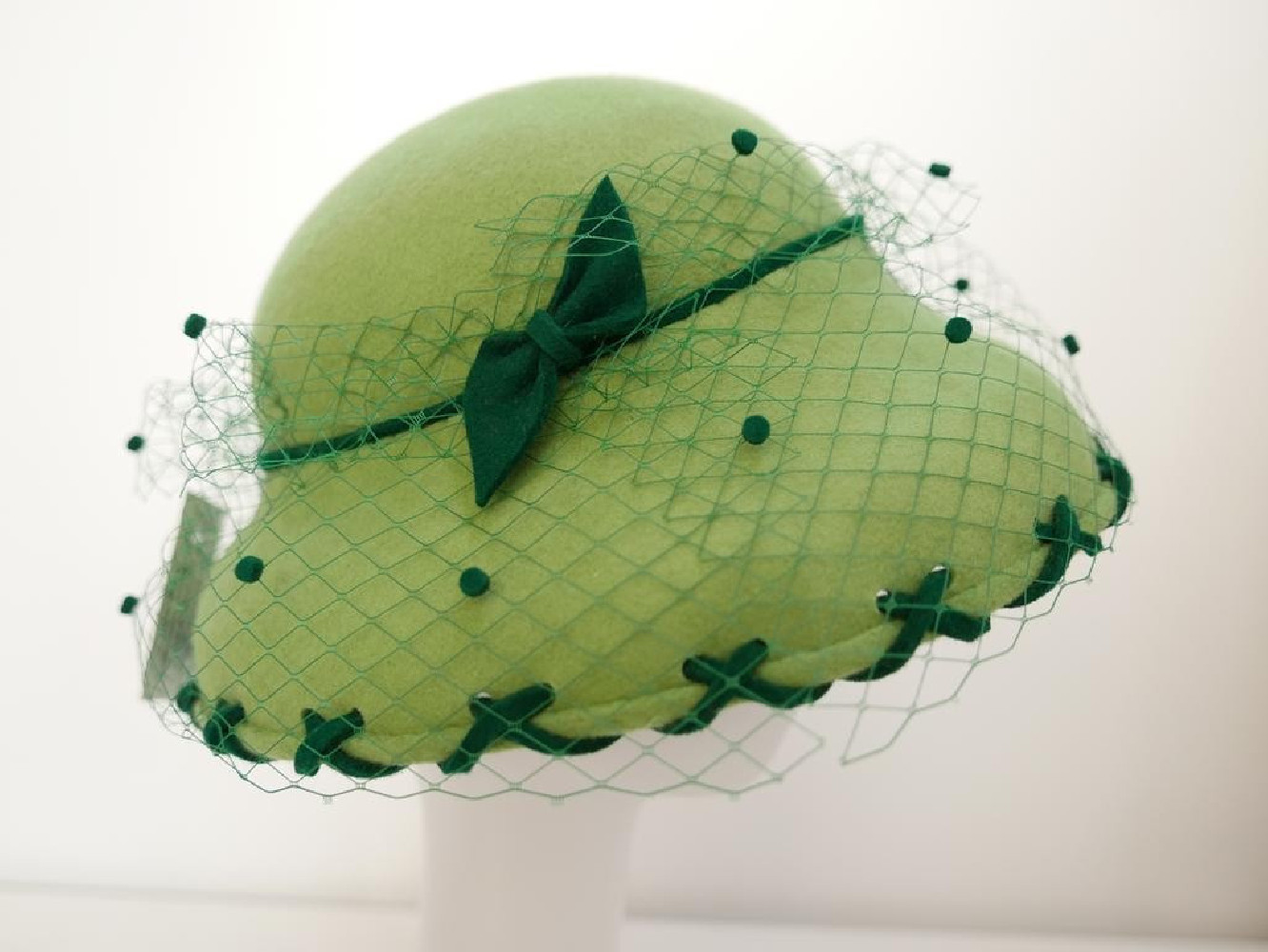 Bogna zielony kapelusz filcowy klosz  54-56 cm