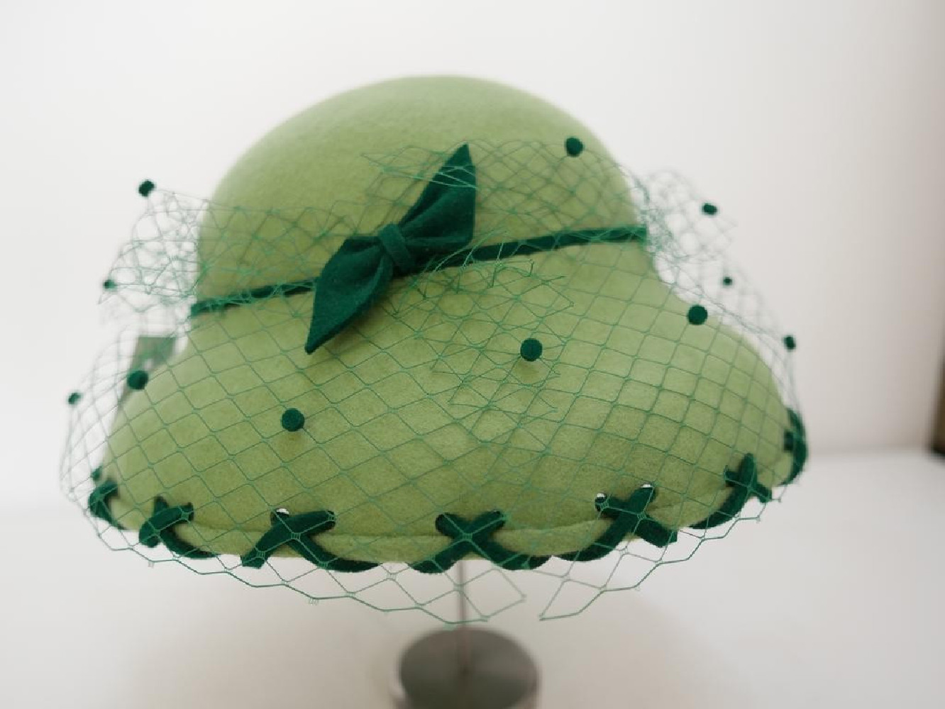 Bogna zielony kapelusz filcowy klosz  54-56 cm