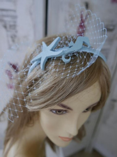 Letnia marynistyczna przepaska z woalką