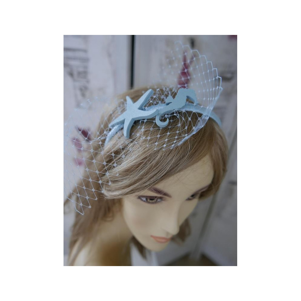 Letnia marynistyczna przepaska z woalką