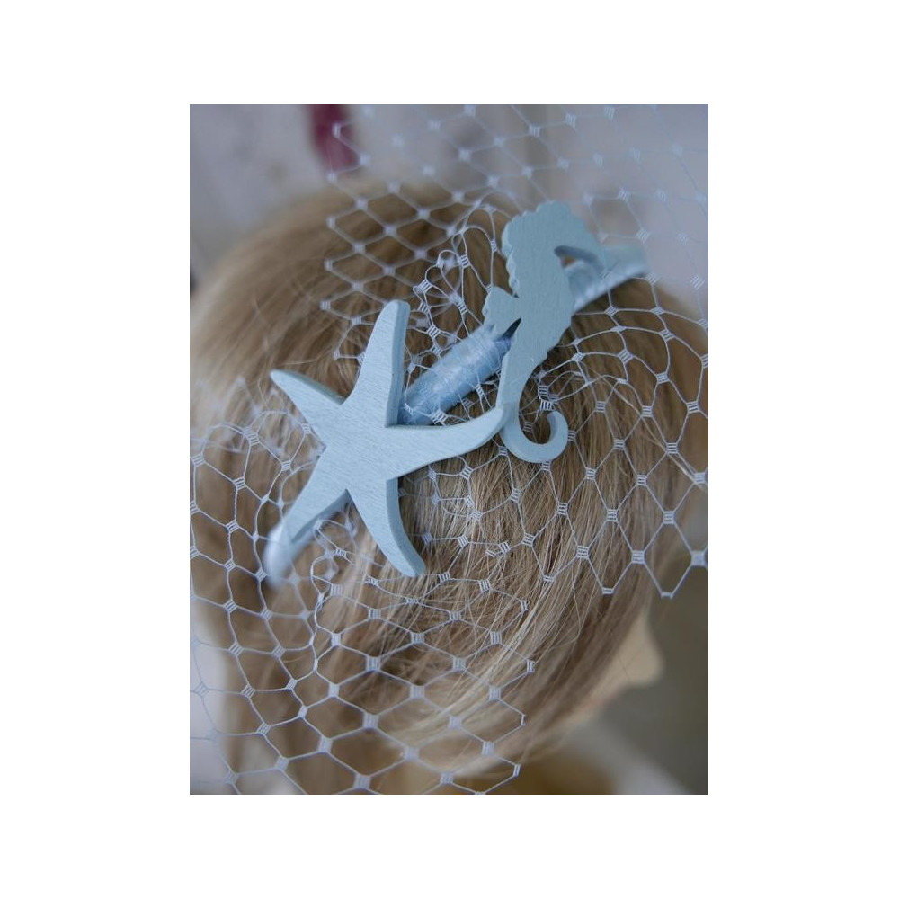 Letnia marynistyczna przepaska z woalką