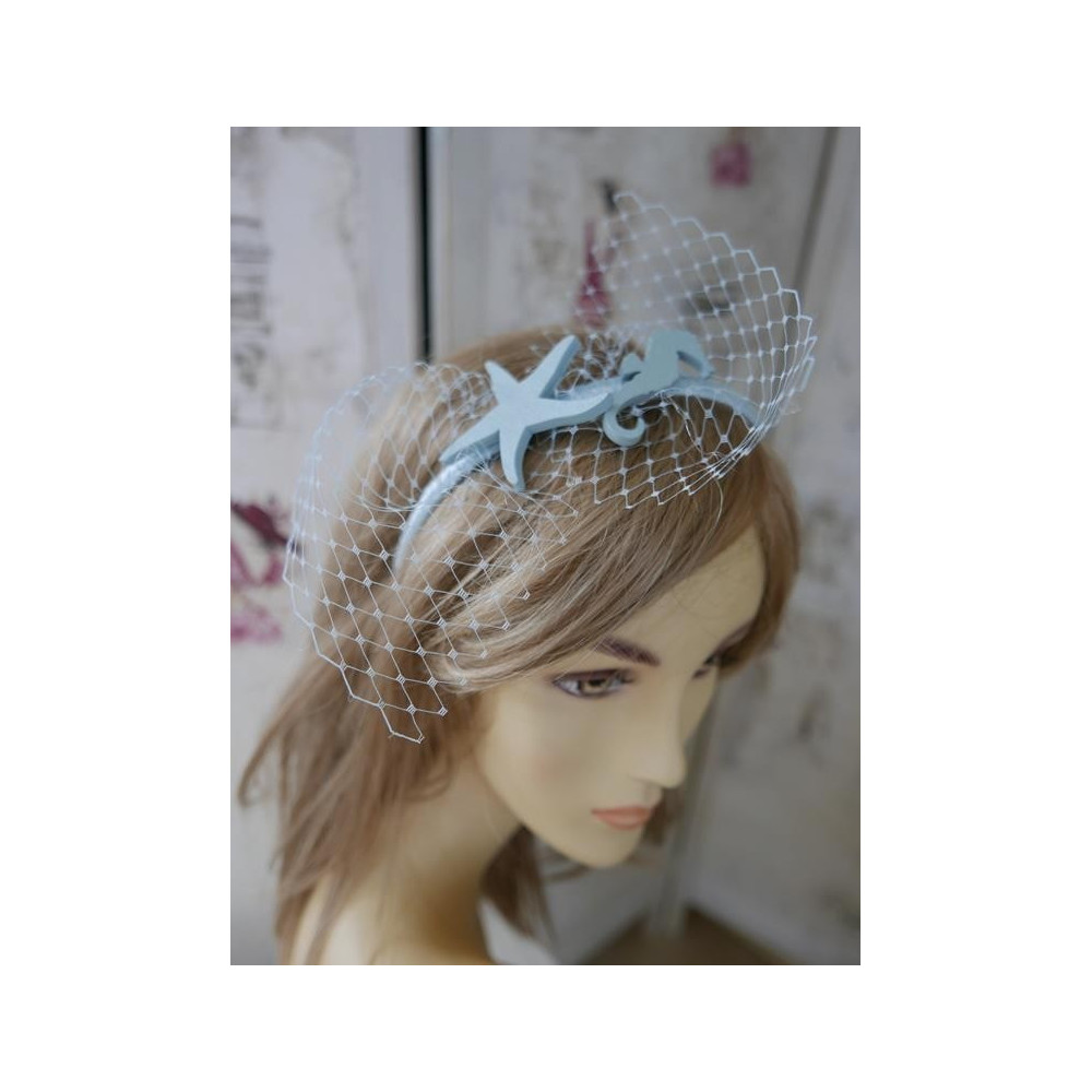 Letnia marynistyczna przepaska z woalką