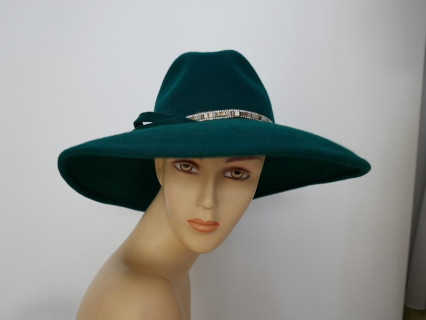 Atlantis zielony kapelusz filcowy z dużym rondem 55-57 cm