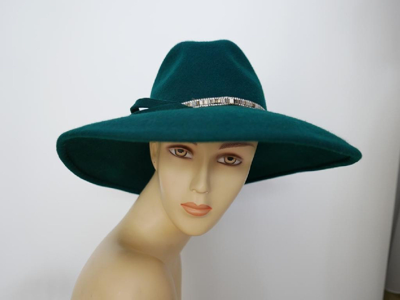Atlantis zielony kapelusz filcowy z dużym rondem 55-57 cm