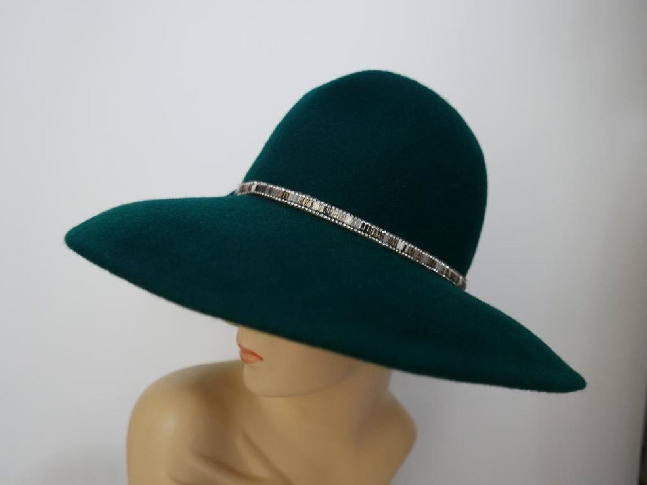 Atlantis zielony kapelusz filcowy z dużym rondem 55-57 cm