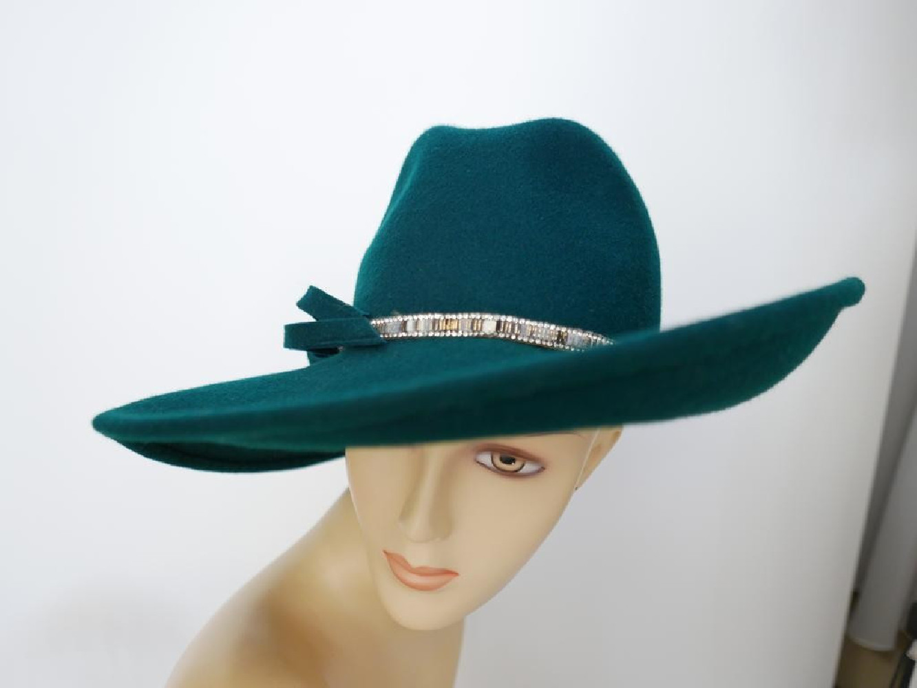 Atlantis zielony kapelusz filcowy z dużym rondem 55-57 cm