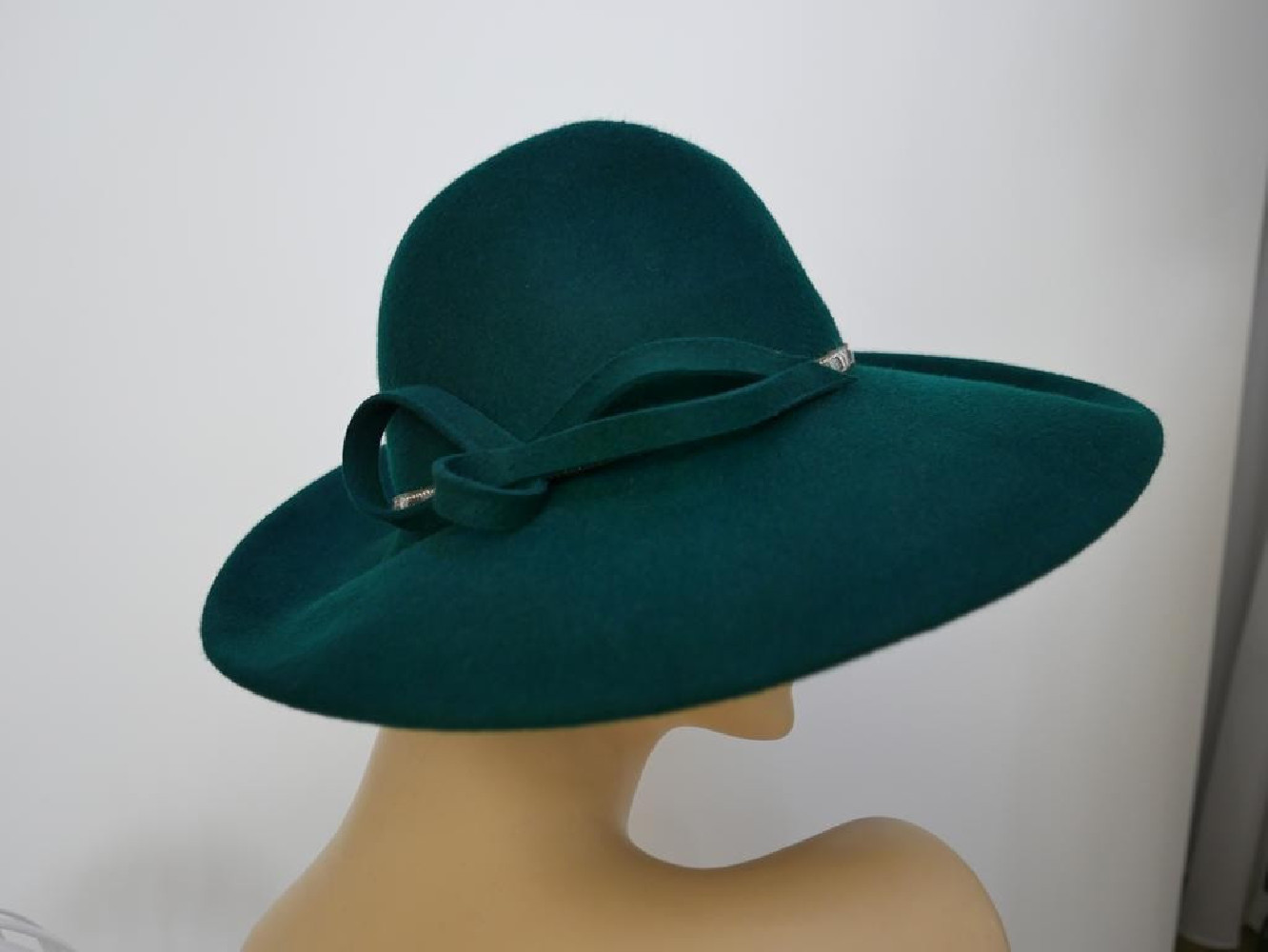 Atlantis zielony kapelusz filcowy z dużym rondem 55-57 cm