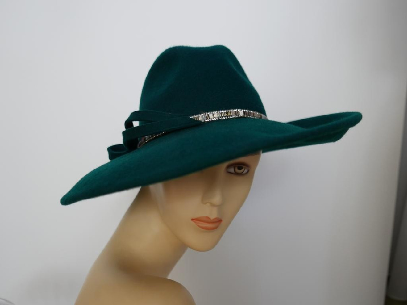 Atlantis zielony kapelusz filcowy z dużym rondem 55-57 cm