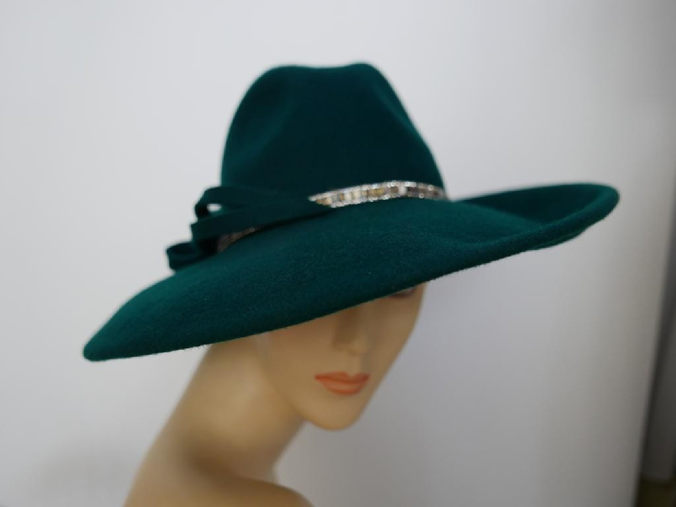 Atlantis zielony kapelusz filcowy z dużym rondem 55-57 cm