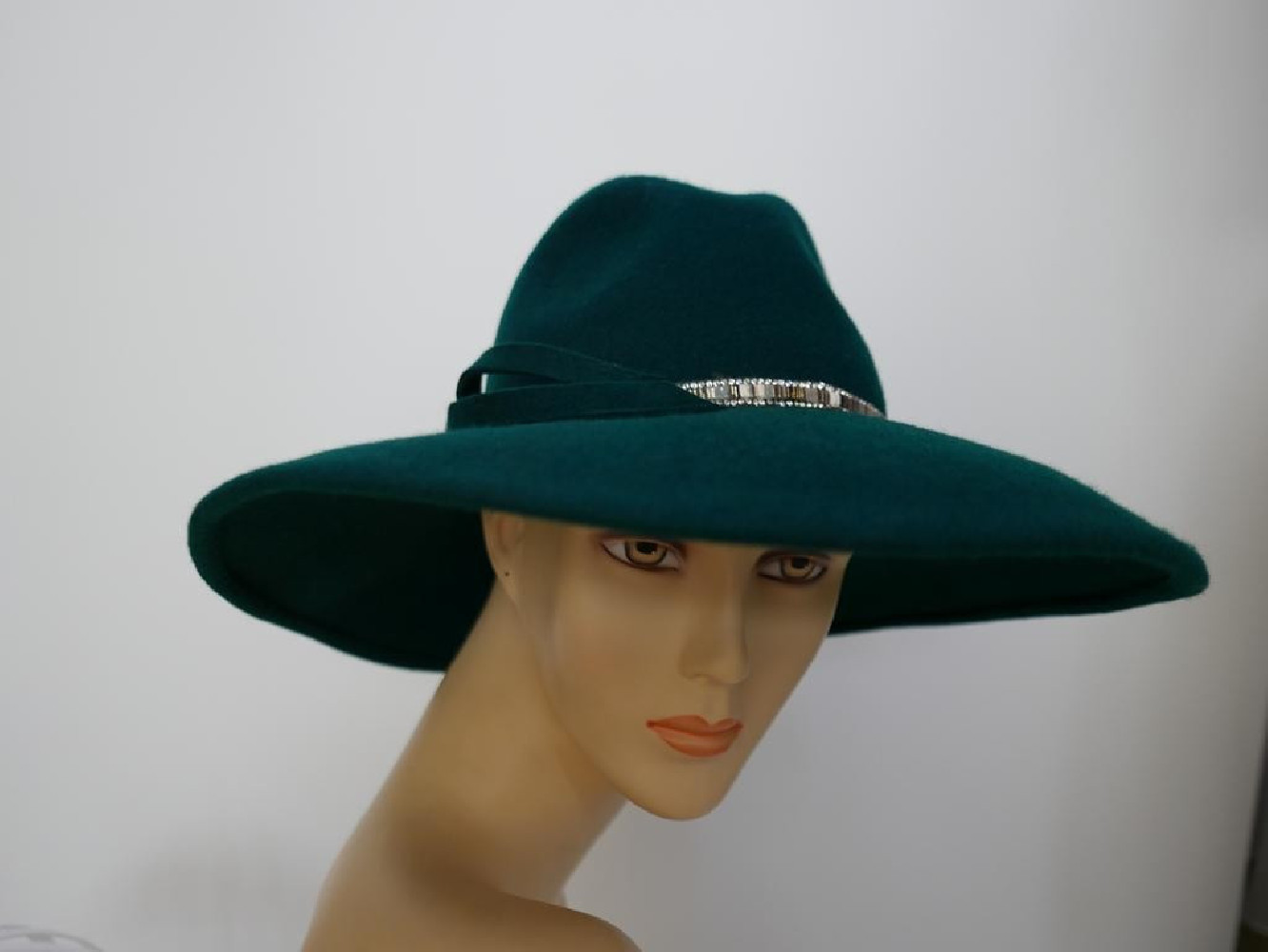 Atlantis zielony kapelusz filcowy z dużym rondem 55-57 cm