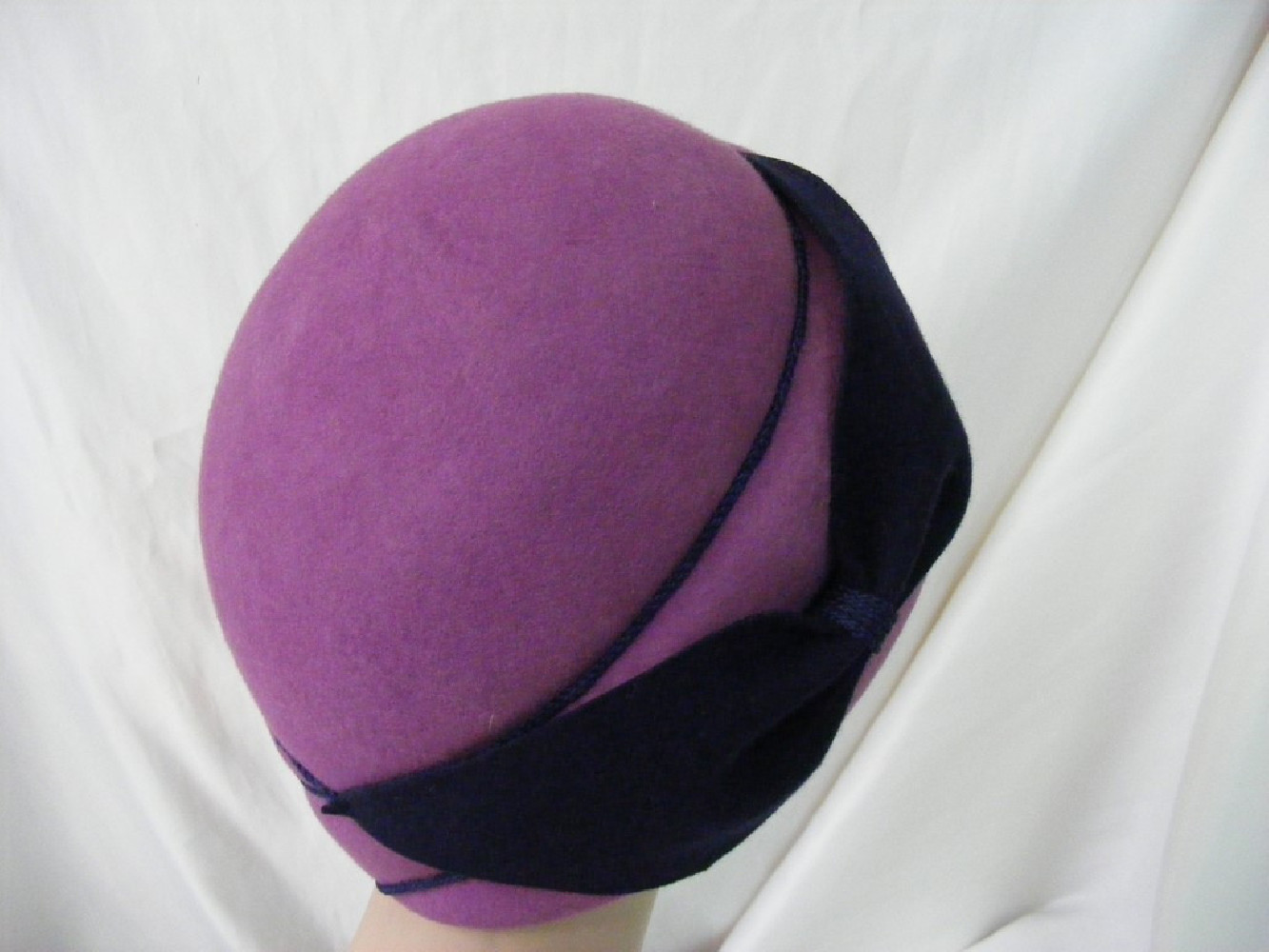 Fabiola- Turban-fioletowa filcowa czapka Vinage 57-60cm