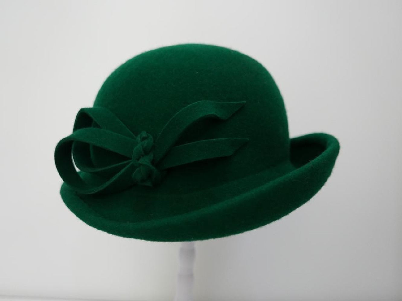 Pola Negri retro zieleń butelkowa kapelusz filcowy 54-57 cm