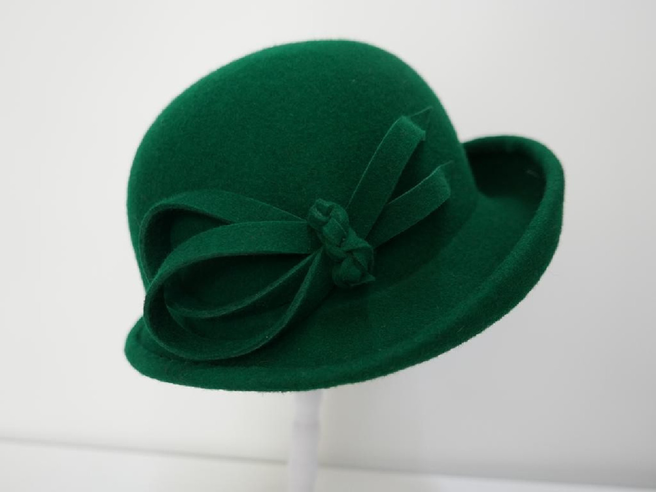 Pola Negri retro zieleń butelkowa kapelusz filcowy 54-57 cm