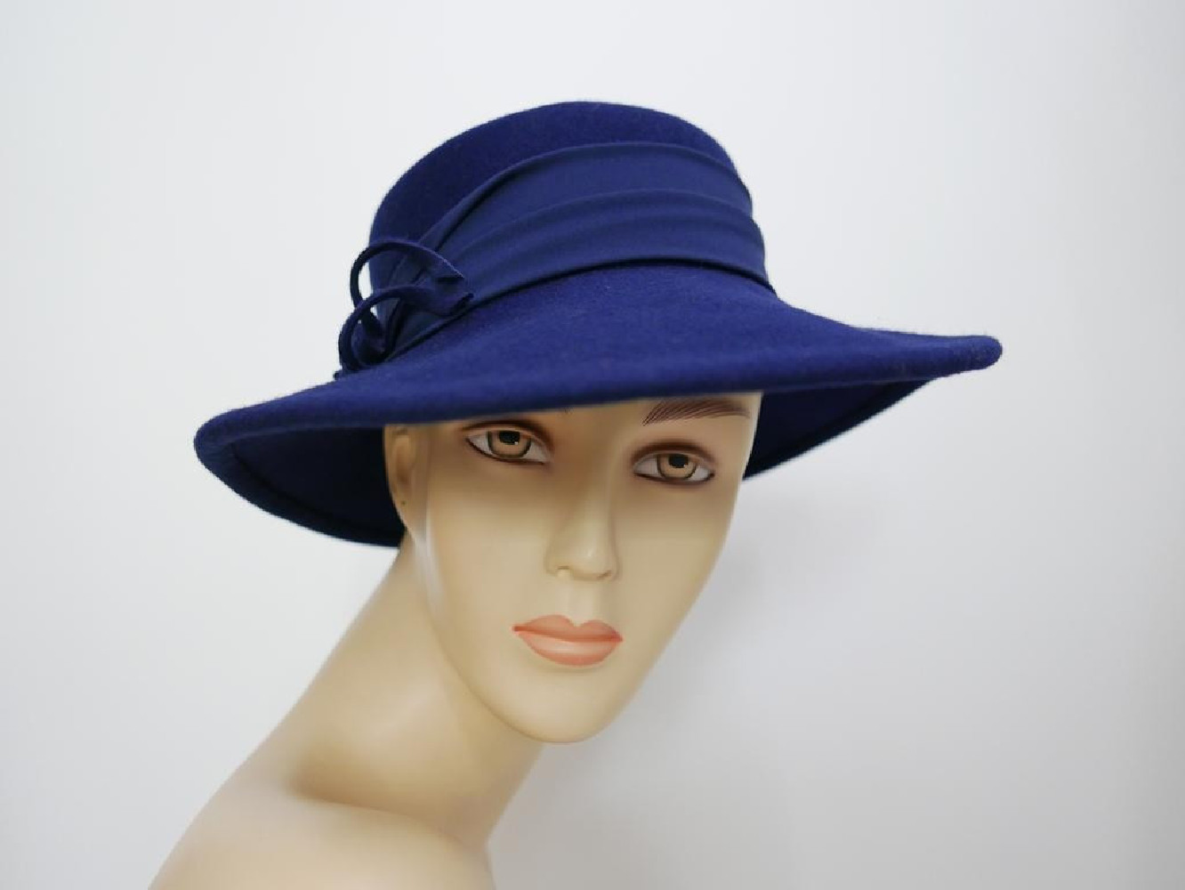 Constance granatowy kapelusz kanotier filc wełna 54-56 cm