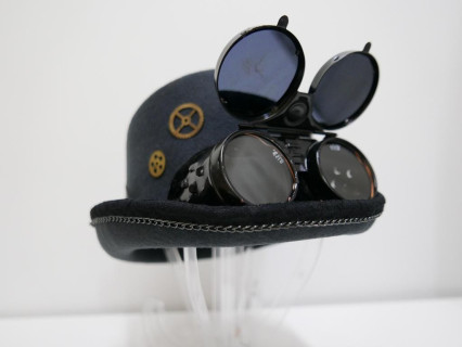 Steampunk,  stalowy designerski cylinder 56-58 cm