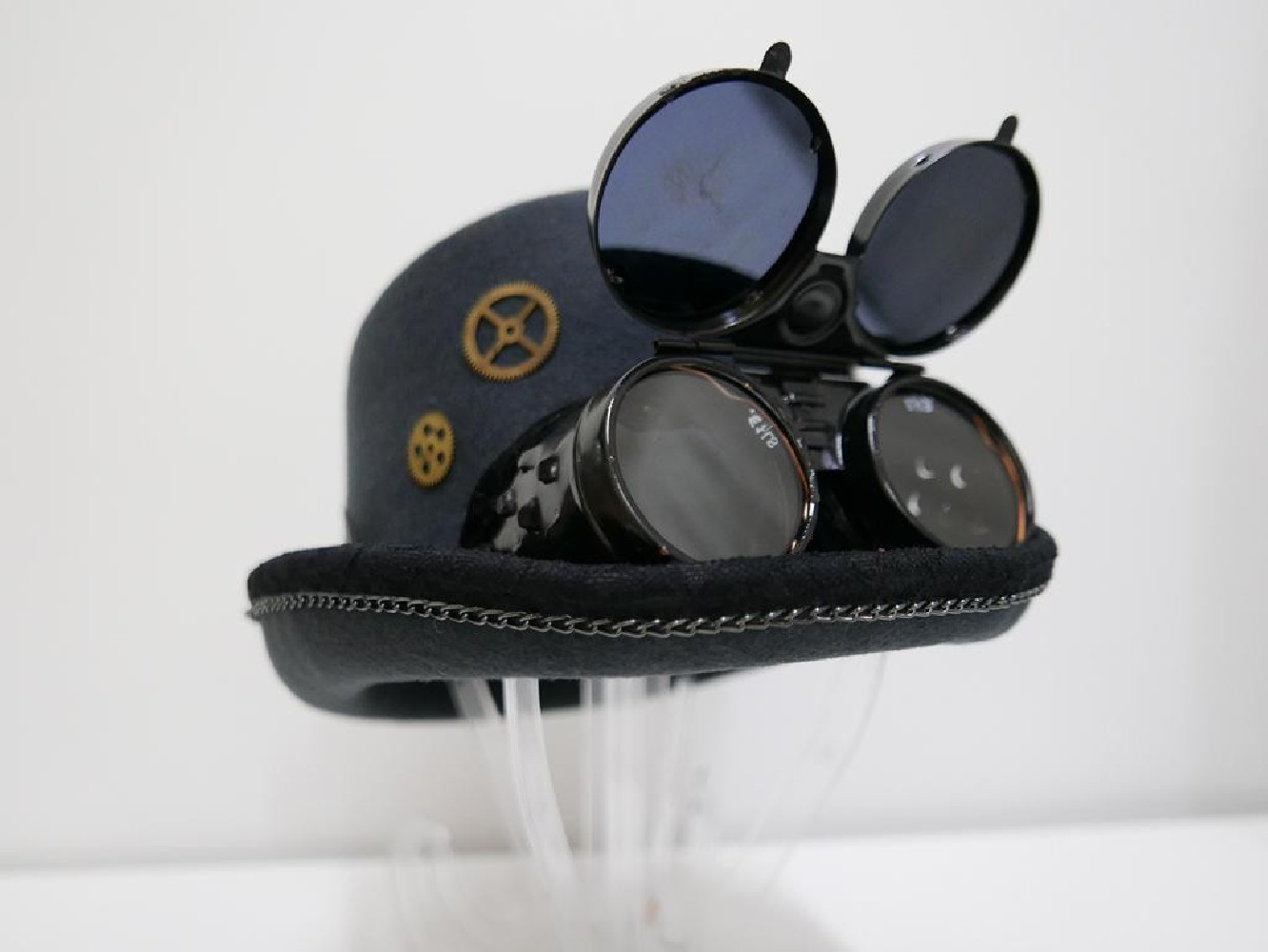 Steampunk,  stalowy designerski cylinder 56-58 cm