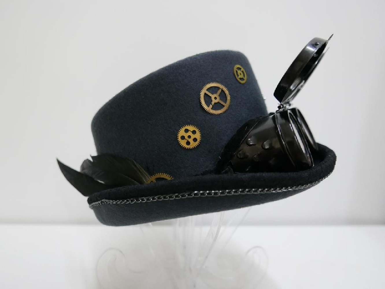 Steampunk,  stalowy designerski cylinder 56-58 cm