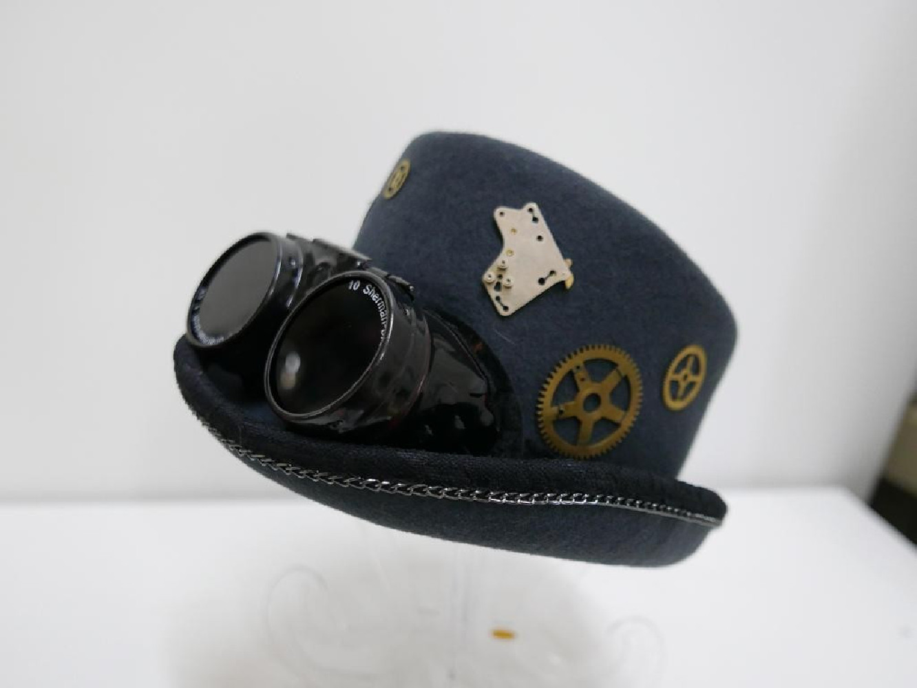 Steampunk,  stalowy designerski cylinder 56-58 cm