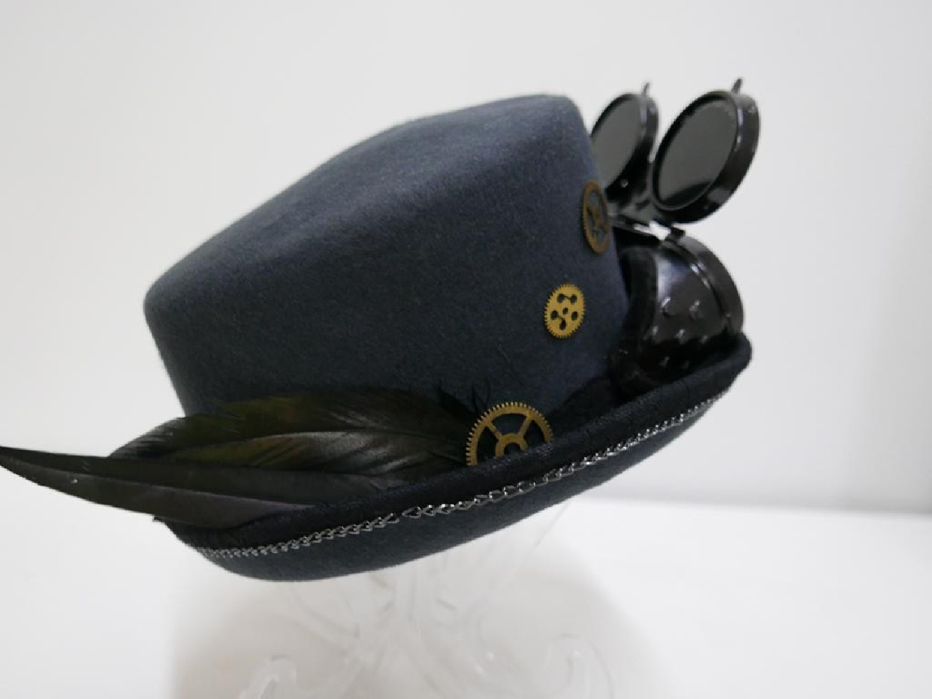 Steampunk,  stalowy designerski cylinder 56-58 cm