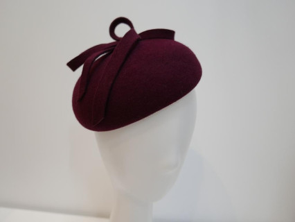 Walentyna bordo mini beret,  toczek filcowy