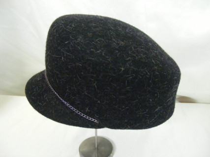 Nadia - czarny melanż kaszkiet, oficerka filc 54-57 cm