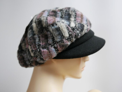 Szaro różowy kaszkiet do 58 cm regulowany