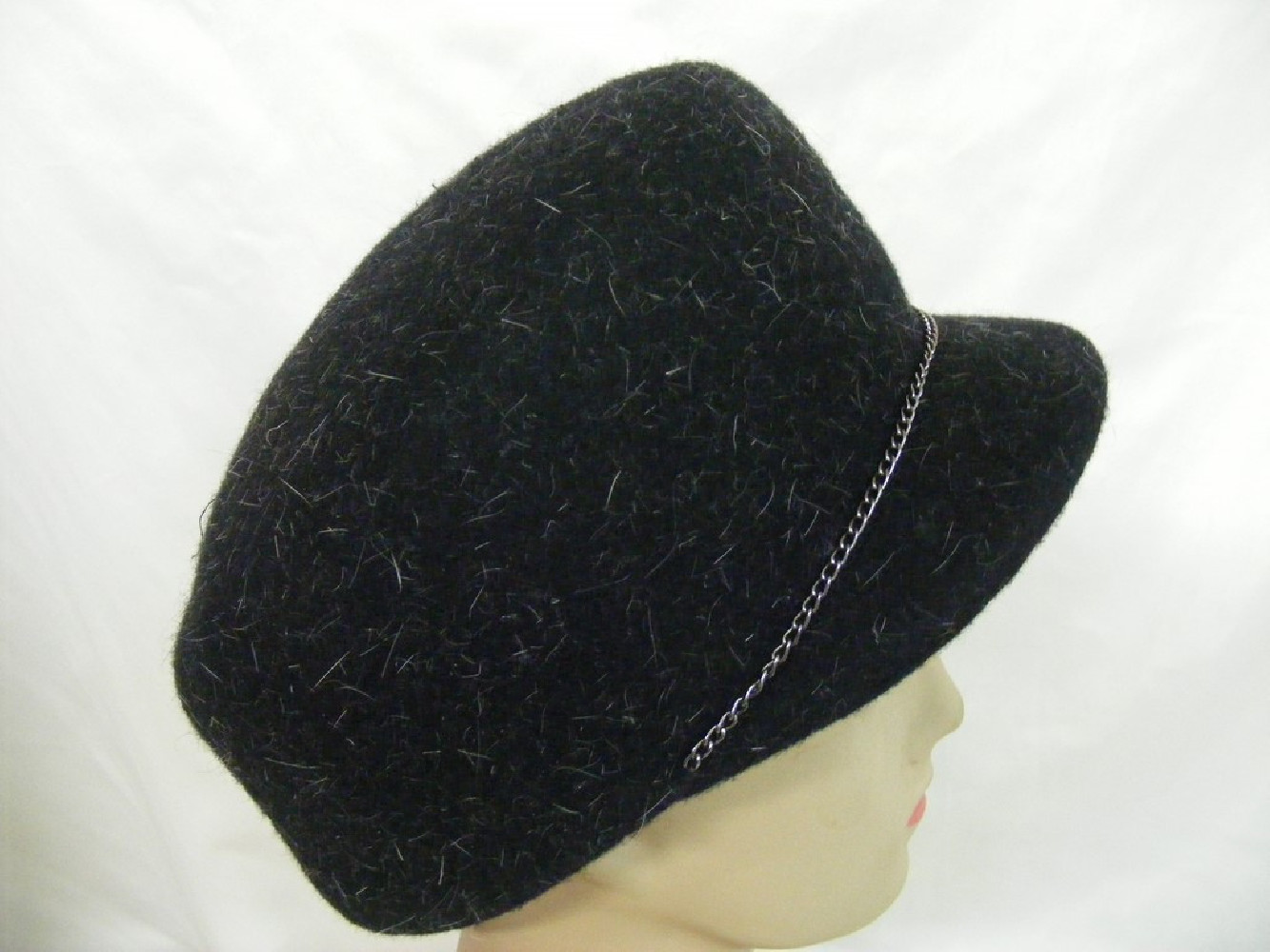 Nadia - czarny melanż kaszkiet, oficerka filc 54-57 cm