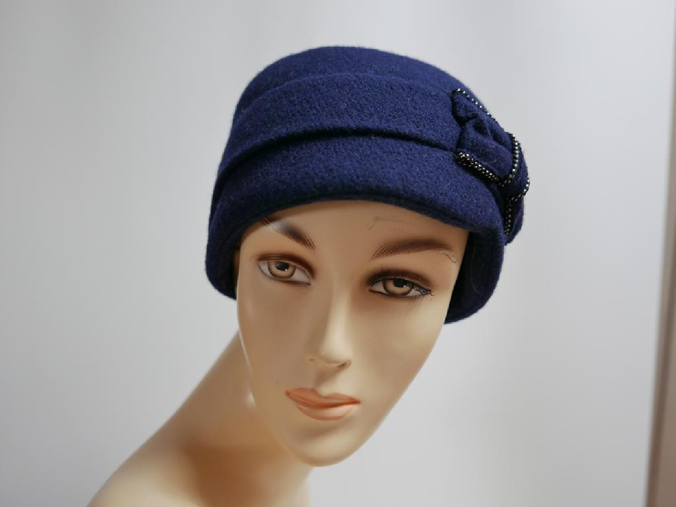 Granatowy toczek czapka tkanina do 58 cm regulowany