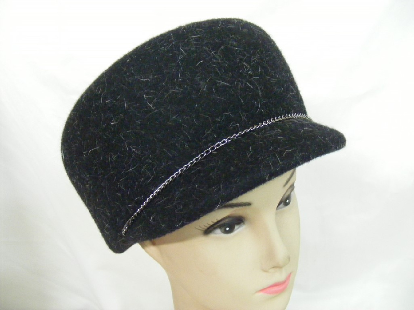 Nadia - czarny melanż kaszkiet, oficerka filc 54-57 cm