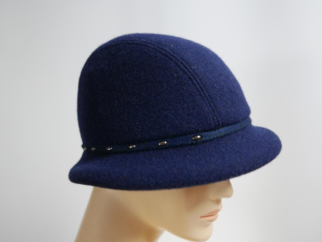 Granatowy kapelusz tkanina do 58 cm- regulowany