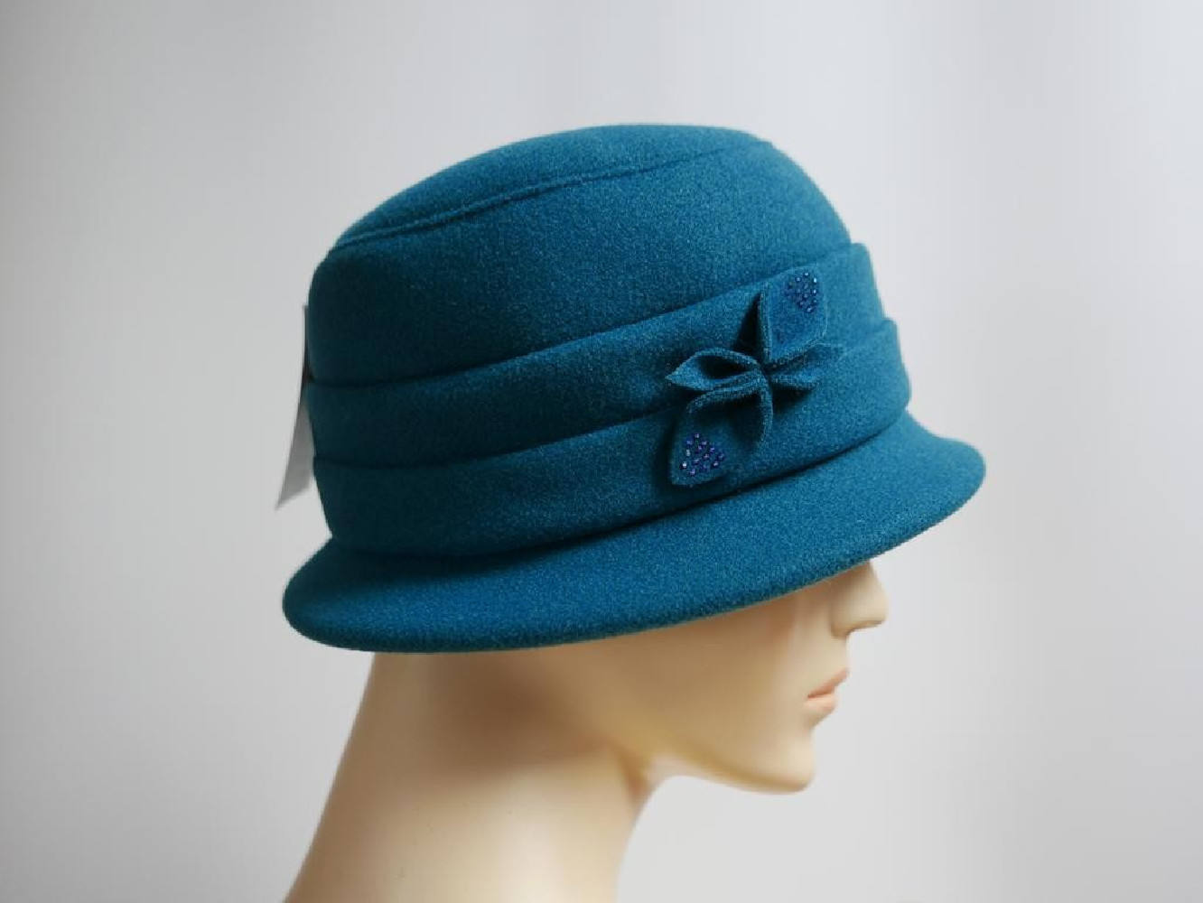 Turkusowy kapelusz tkanina do 58 cm- regulowany