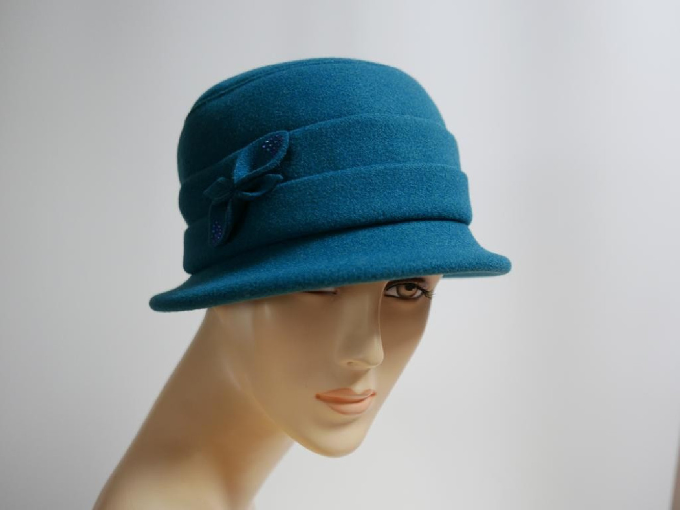 Turkusowy kapelusz tkanina do 58 cm- regulowany