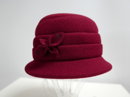 Bordowy kapelusz tkanina do 58 cm- regulowany