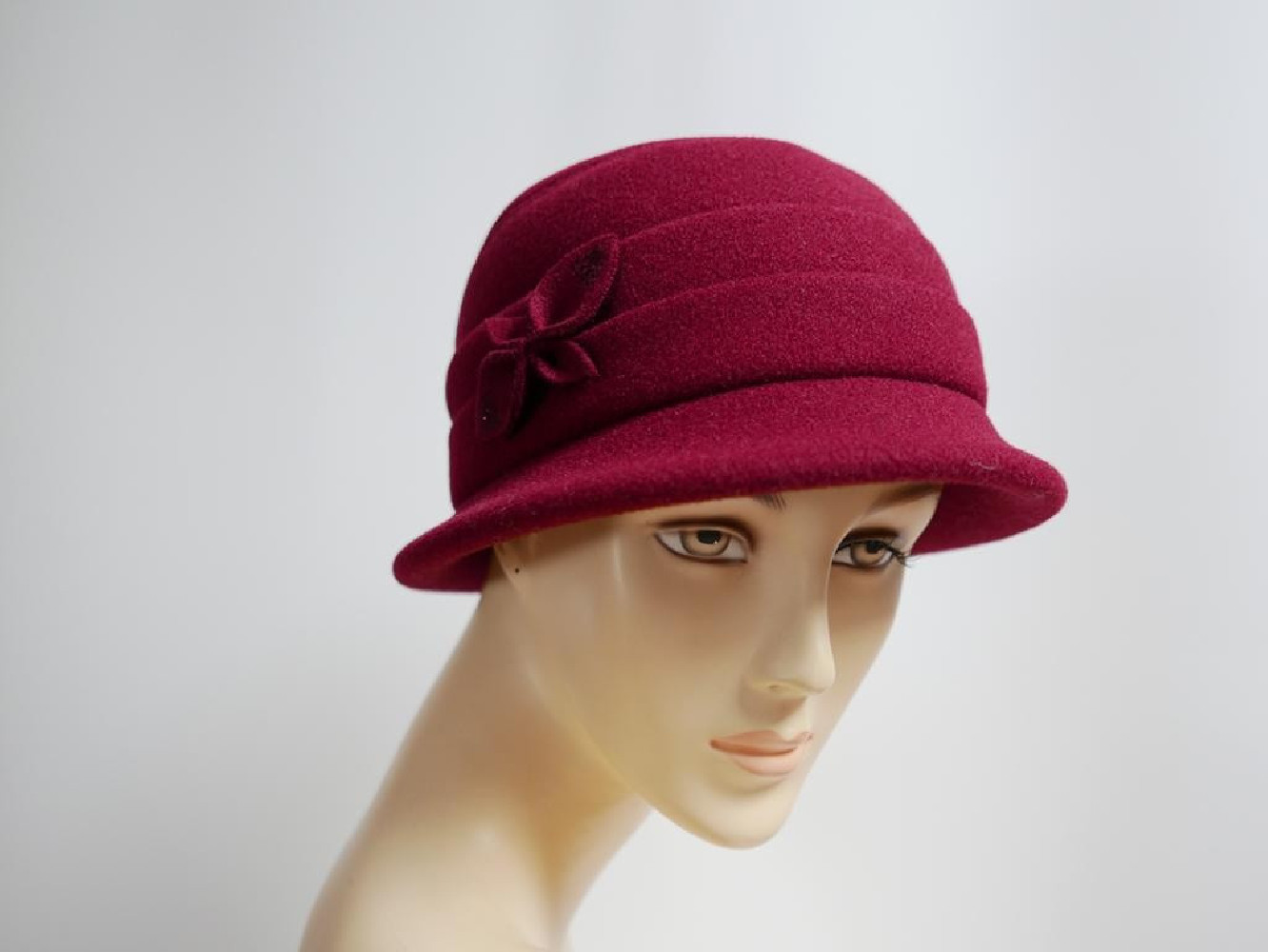 Bordowy kapelusz tkanina do 58 cm- regulowany