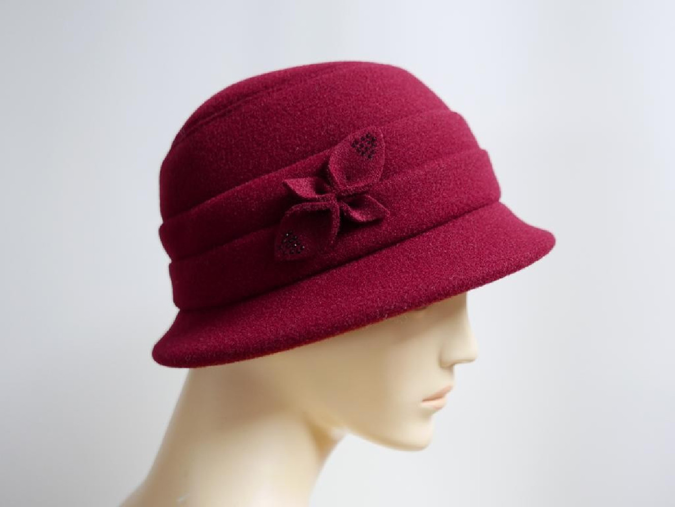Bordowy kapelusz tkanina do 58 cm- regulowany