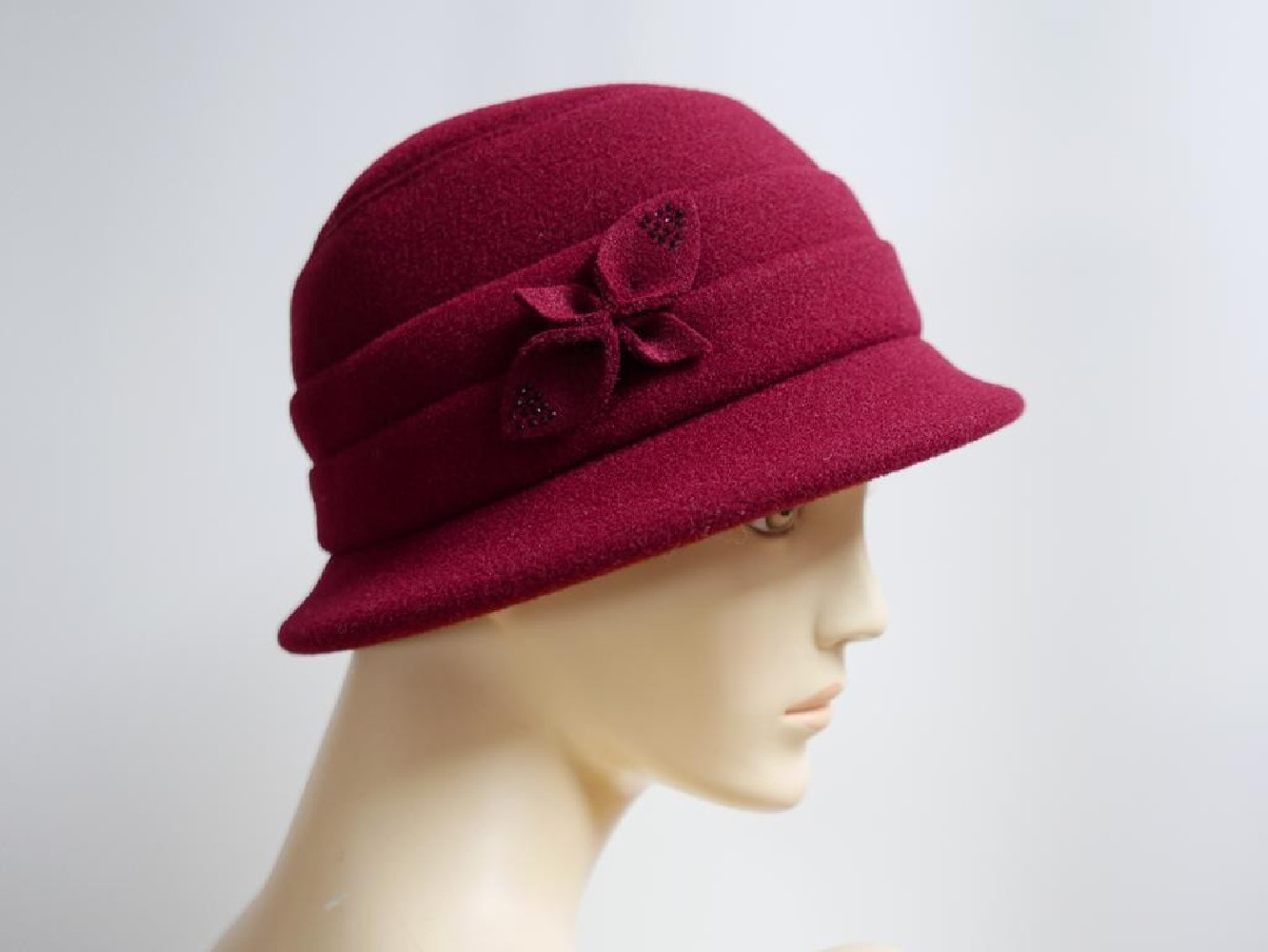 Bordowy kapelusz tkanina do 58 cm- regulowany