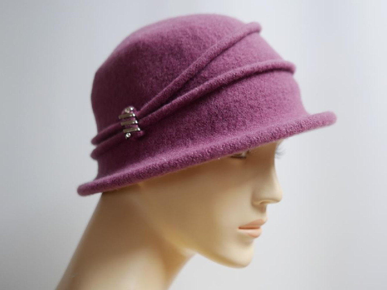 Wrzosowy kapelusz dzianina wełniana 55-57 cm