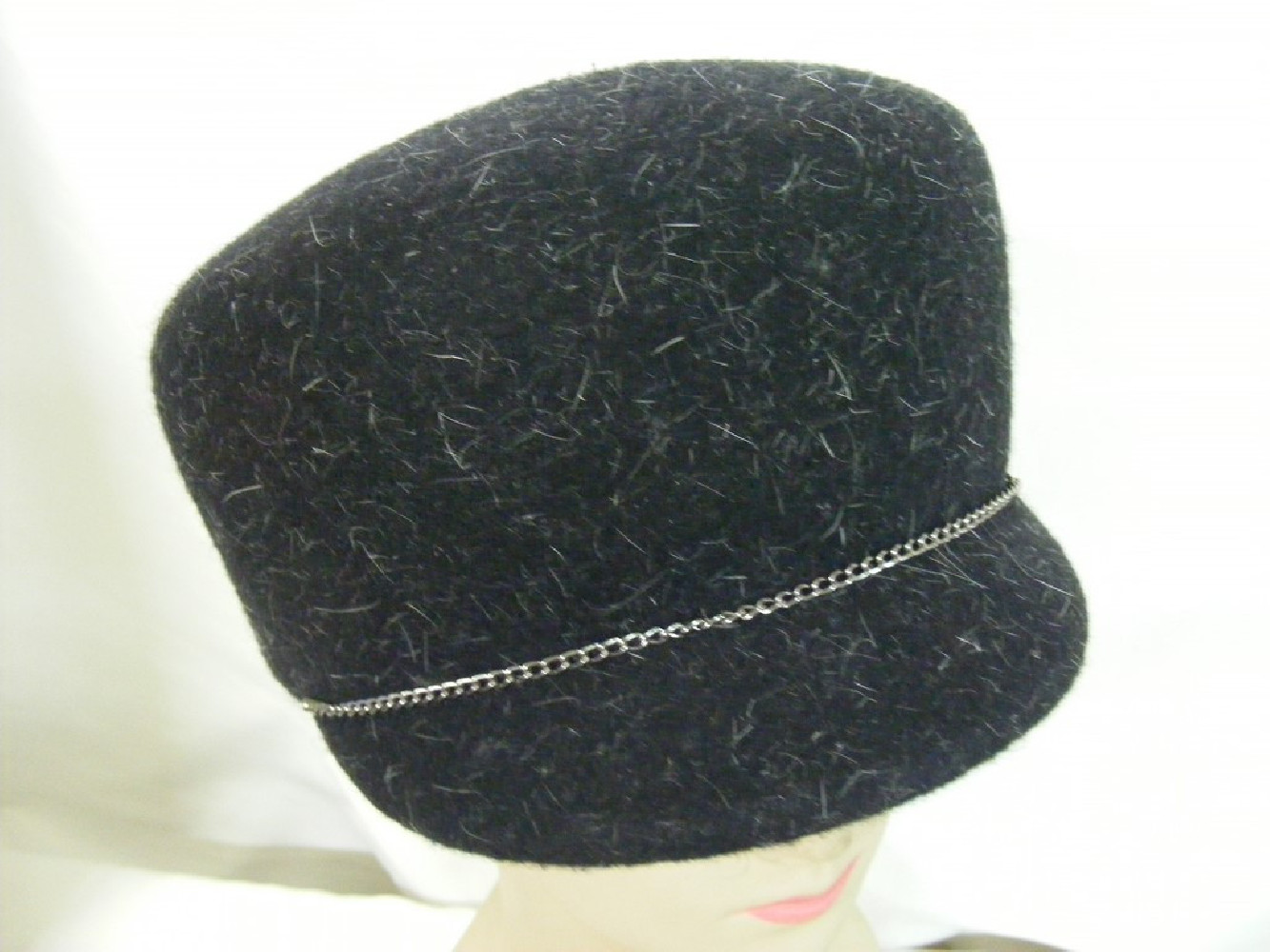 Nadia - czarny melanż kaszkiet, oficerka filc 54-57 cm